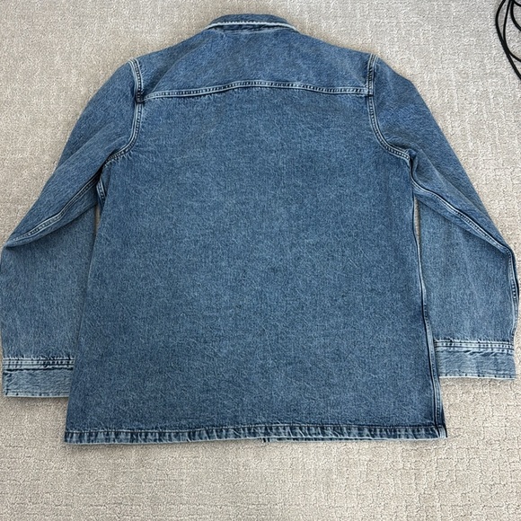 Gap Denim Shacket Jean chore jacket front pocket oversized tall fit medium wash - Picture 5 of 5